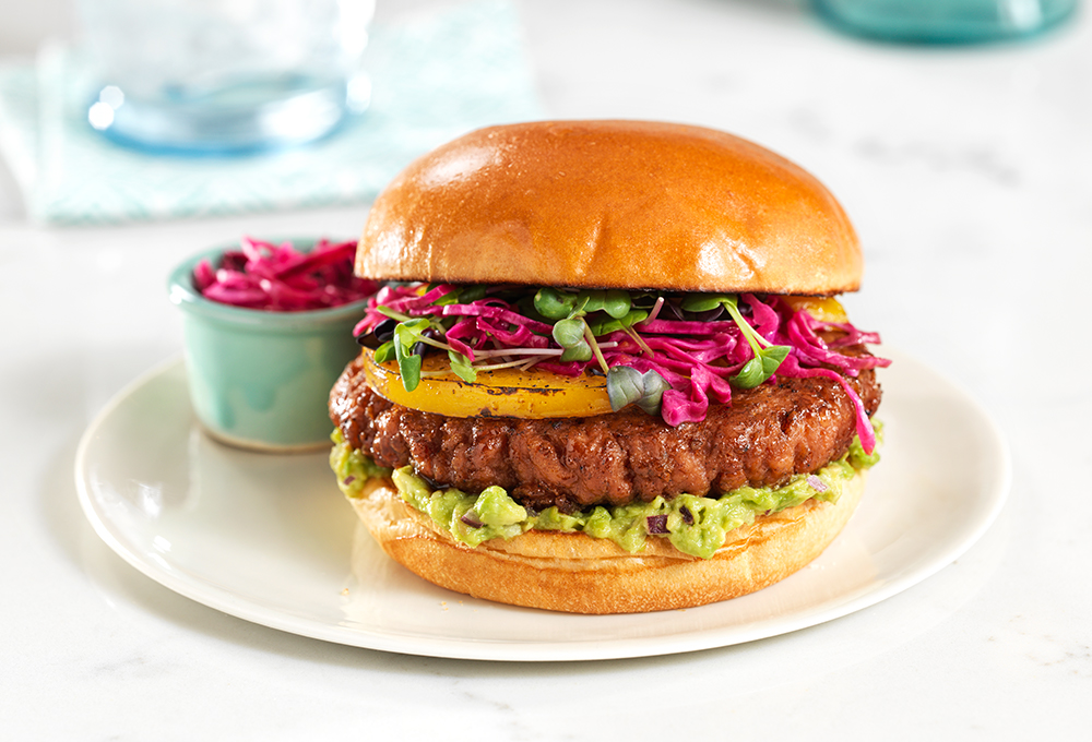 Southwest Burger with Guacamole and Ruby Slaw