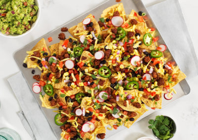 Ultimate Nachos with Corn and Black Bean Salsa and Guacamole